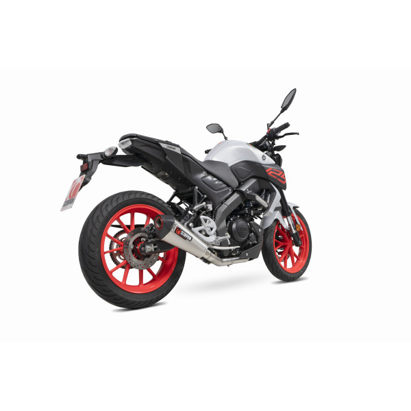 Scorpion Exhaust Yamaha MT-125 Euro 5 2021 - 2023 Serket Taper Full System Brushed Stainless Steel Sleeve